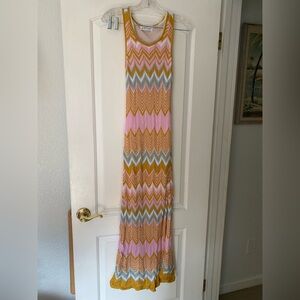 Petal & Pup Pink and Yellow Knit Cheveron Sweater Dress